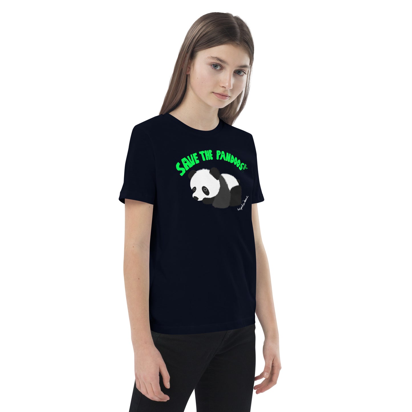 Save the Pandoos! Organic Cotton T-Shirt For Kids - French Navy